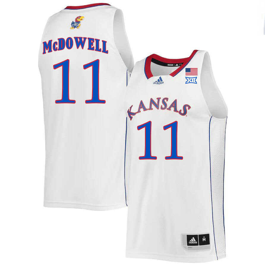 Men #11 Jamari McDowell Kansas Jayhawks College Basketball Jerseys Stitched Sale-White